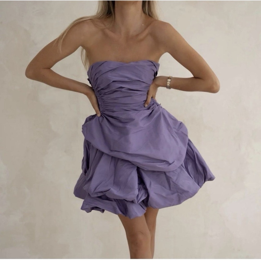 AJE Women's Daybreak Strapless Mini Dress AU Size 16 US 12 XL Purple